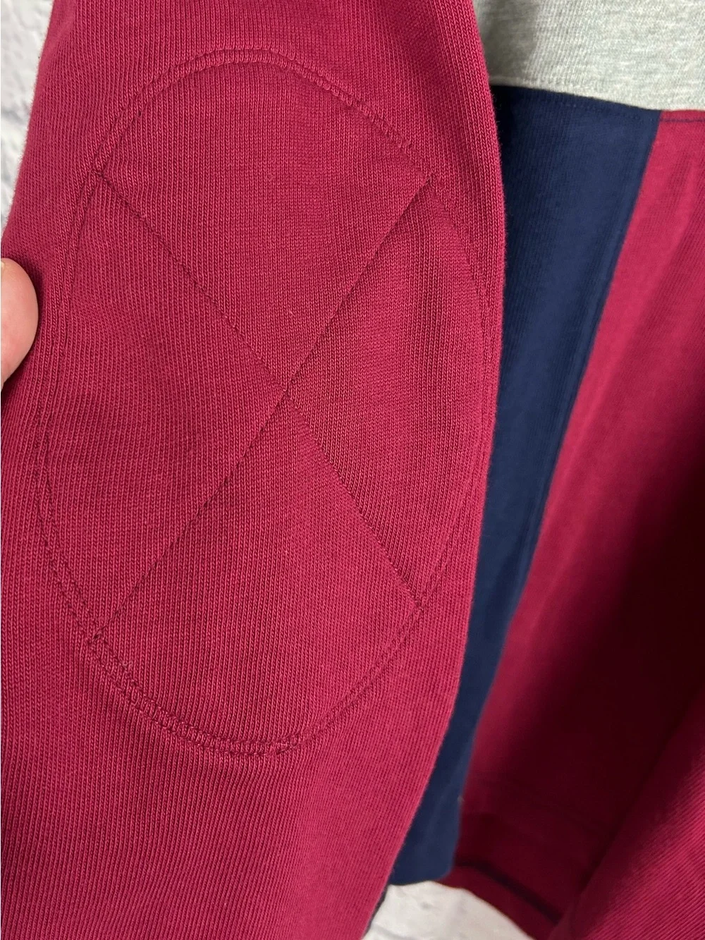 J.Crew Rugby Shirt XL Colorblock Long Sleeve Polo Red Blue Gray Cotton